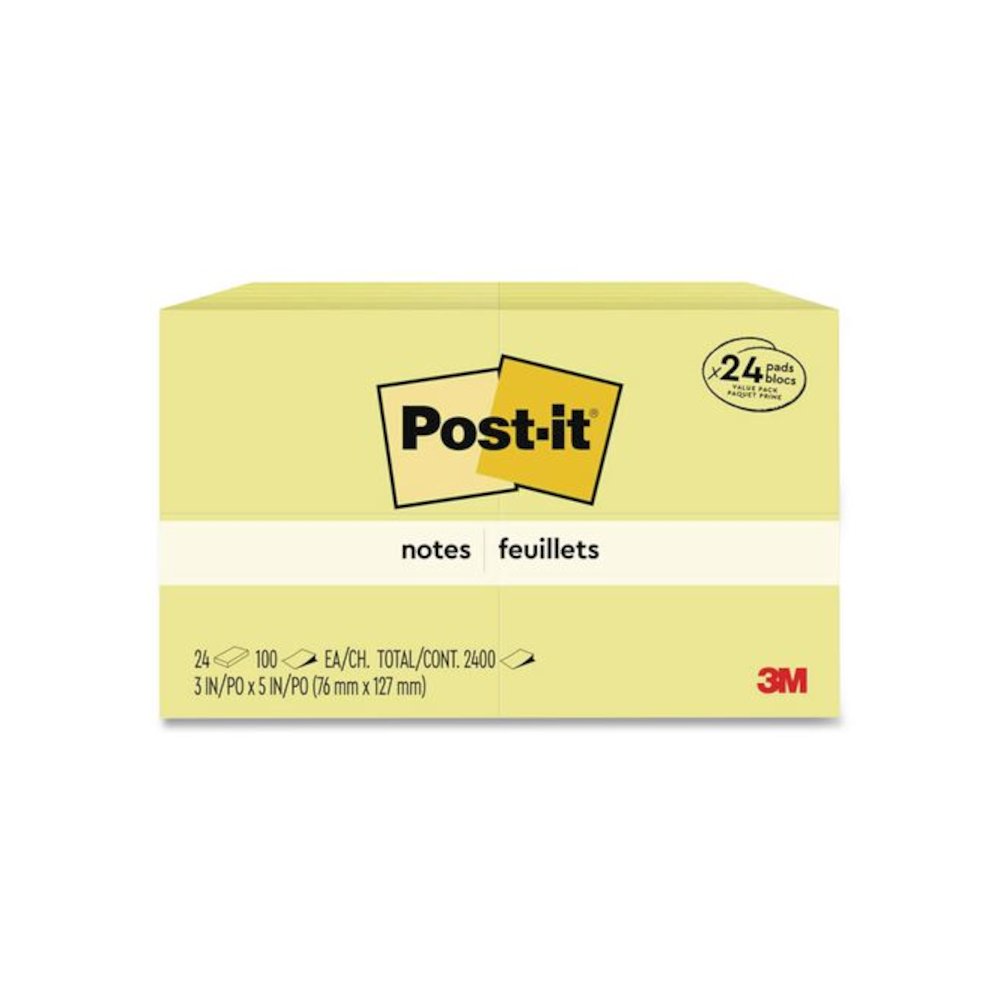 Original Pads in Canary Yellow, Value Pack, 3" x 5", 100 Sheets/Pad, 24 Pads/Pack. Picture 2
