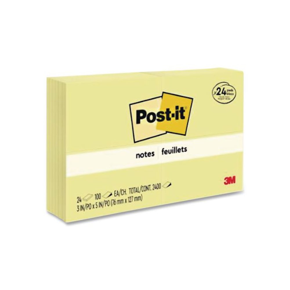 Original Pads in Canary Yellow, Value Pack, 3" x 5", 100 Sheets/Pad, 24 Pads/Pack. Picture 1