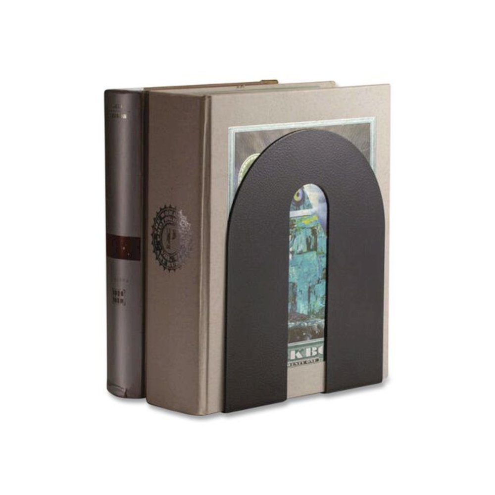 Heavy Duty Bookends, Nonskid Base, 8 x 8 x 10, Steel, Black, Pair. Picture 3