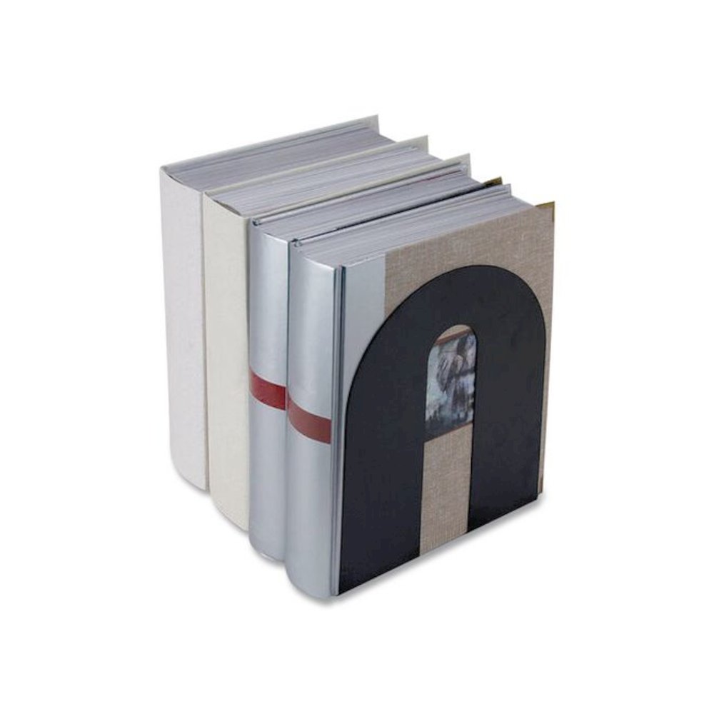 Heavy Duty Bookends, Nonskid Base, 8 x 8 x 10, Steel, Black, Pair. Picture 2