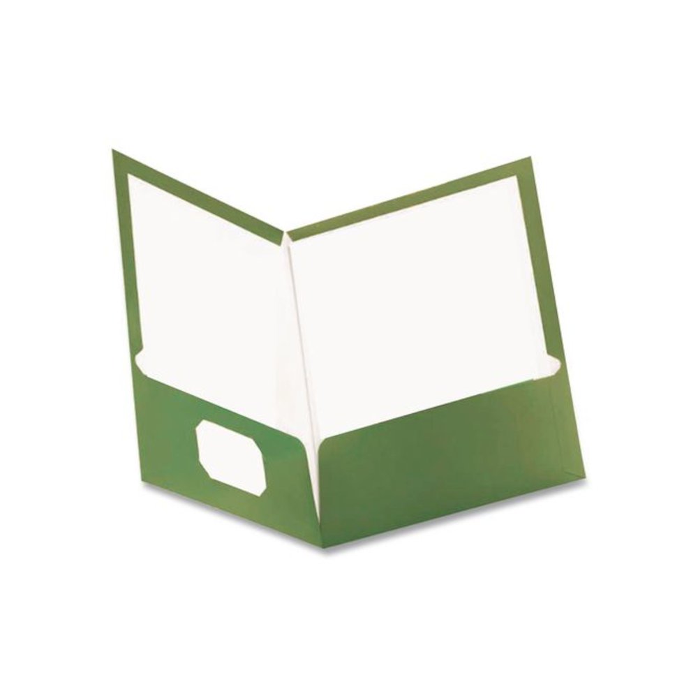 Metallic Laminated Twin Pocket Folders, Accommodates (100) 11 x 8.5 Sheets, Green, 25/Box. Picture 3
