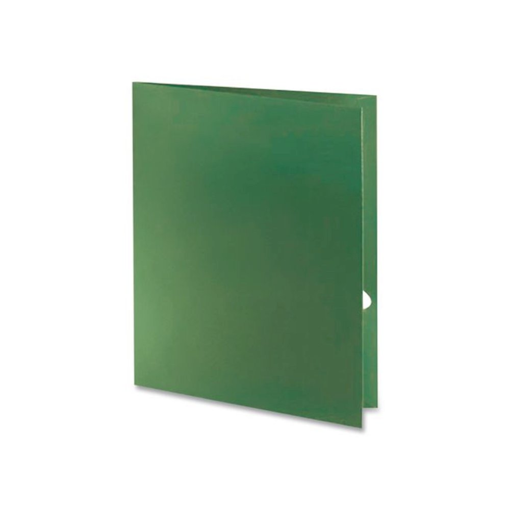 Metallic Laminated Twin Pocket Folders, Accommodates (100) 11 x 8.5 Sheets, Green, 25/Box. Picture 2