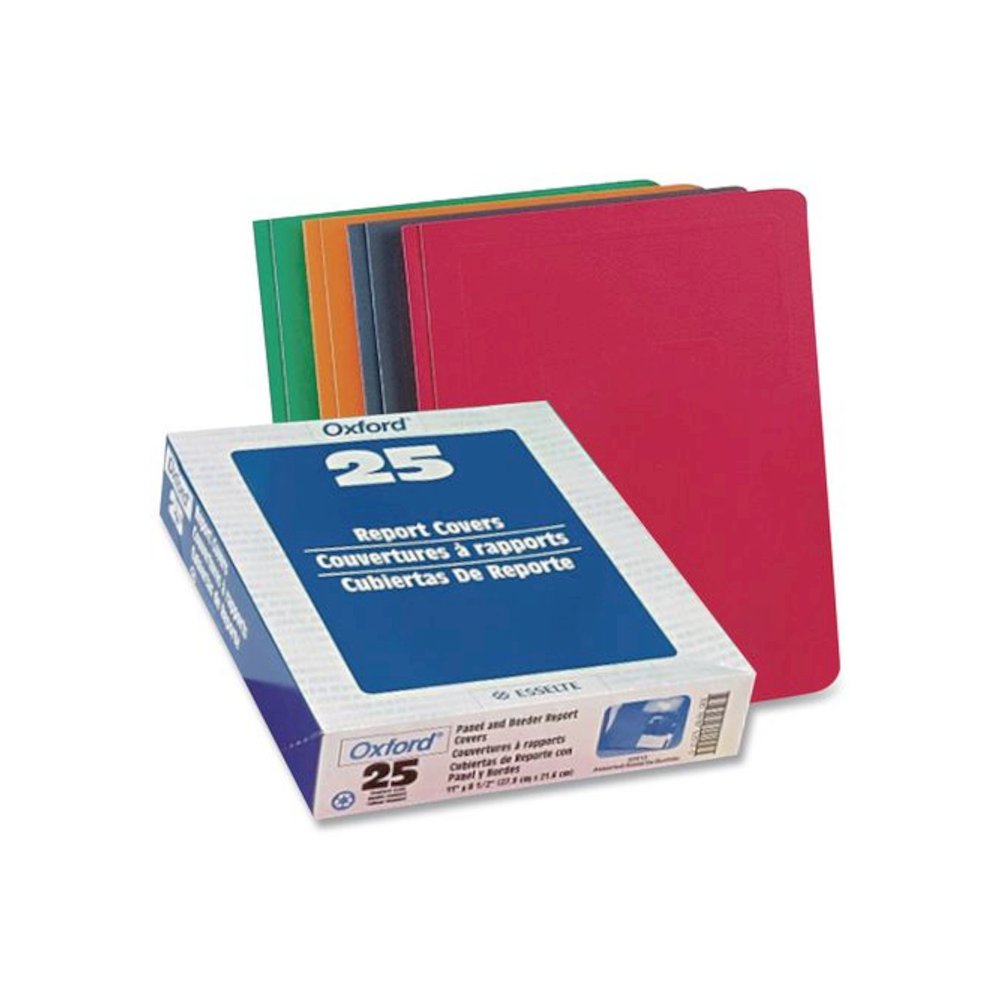 Title Panel and Border Front Report Cover, Three-Prong Fastener, 0.5" Capacity, 8.5 x 11, Assorted/Assorted, 25/Box. Picture 1