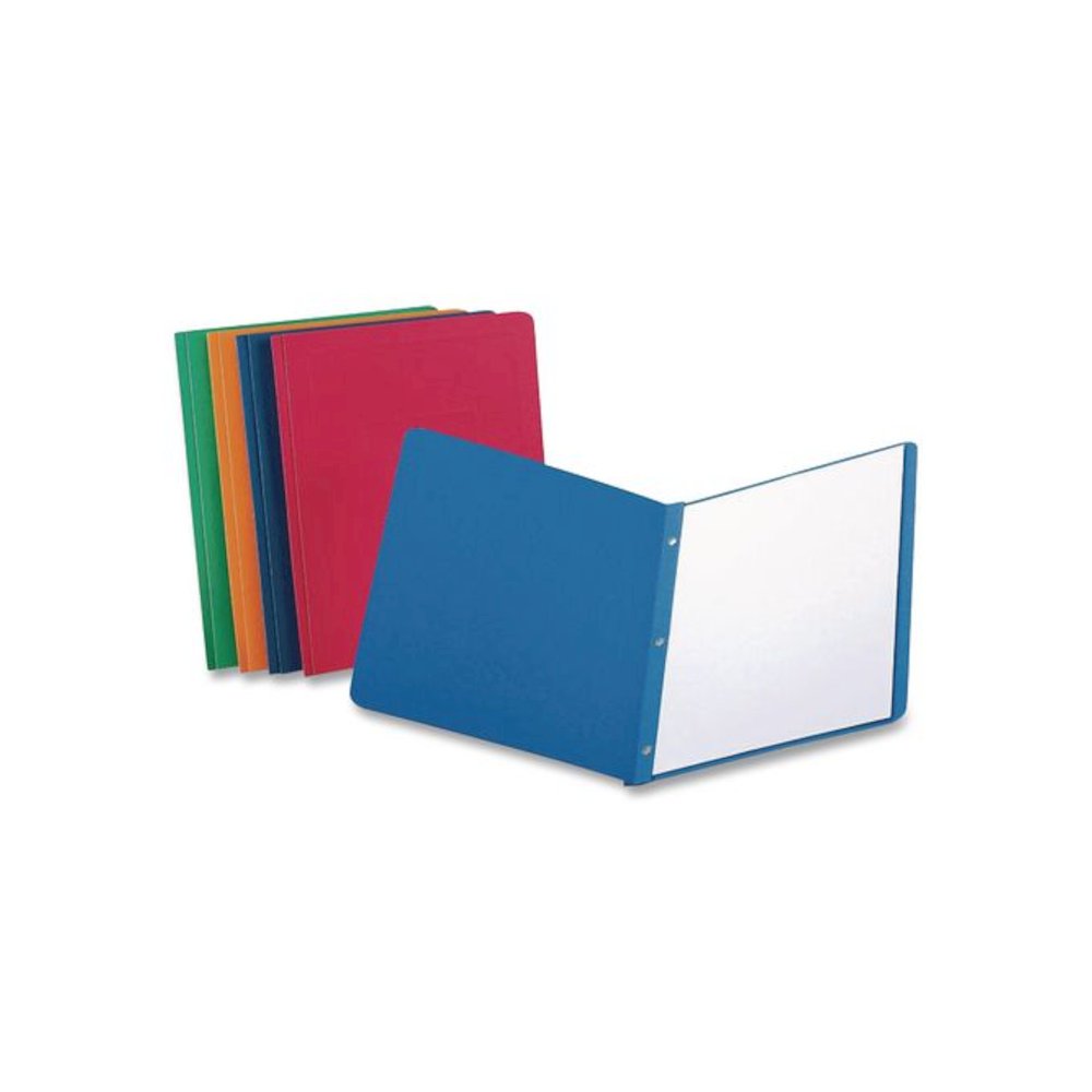 Title Panel and Border Front Report Cover, Three-Prong Fastener, 0.5" Capacity, 8.5 x 11, Assorted/Assorted, 25/Box. Picture 3