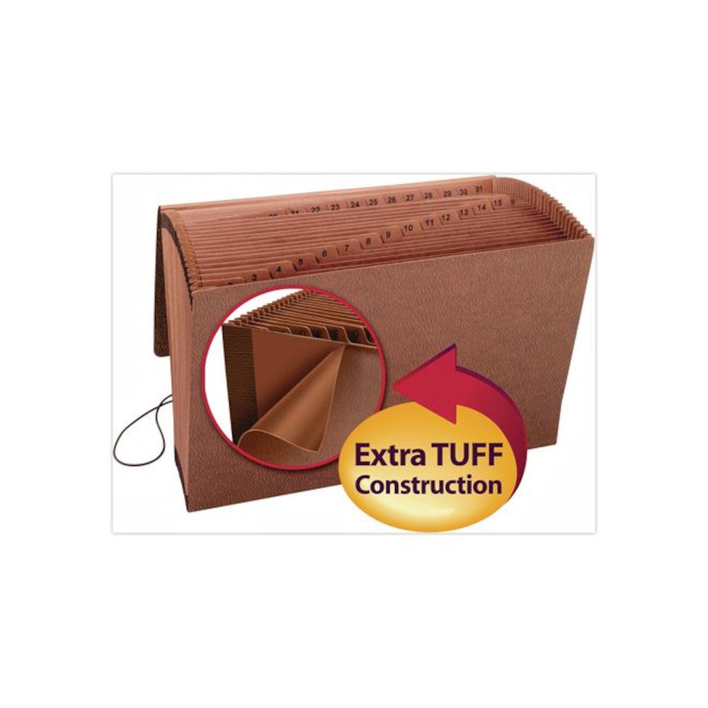 Kraft Indexed Expanding File, 31 Sections, Elastic Cord Closure, 1/15-Cut Tabs, Legal Size, Brown. Picture 3