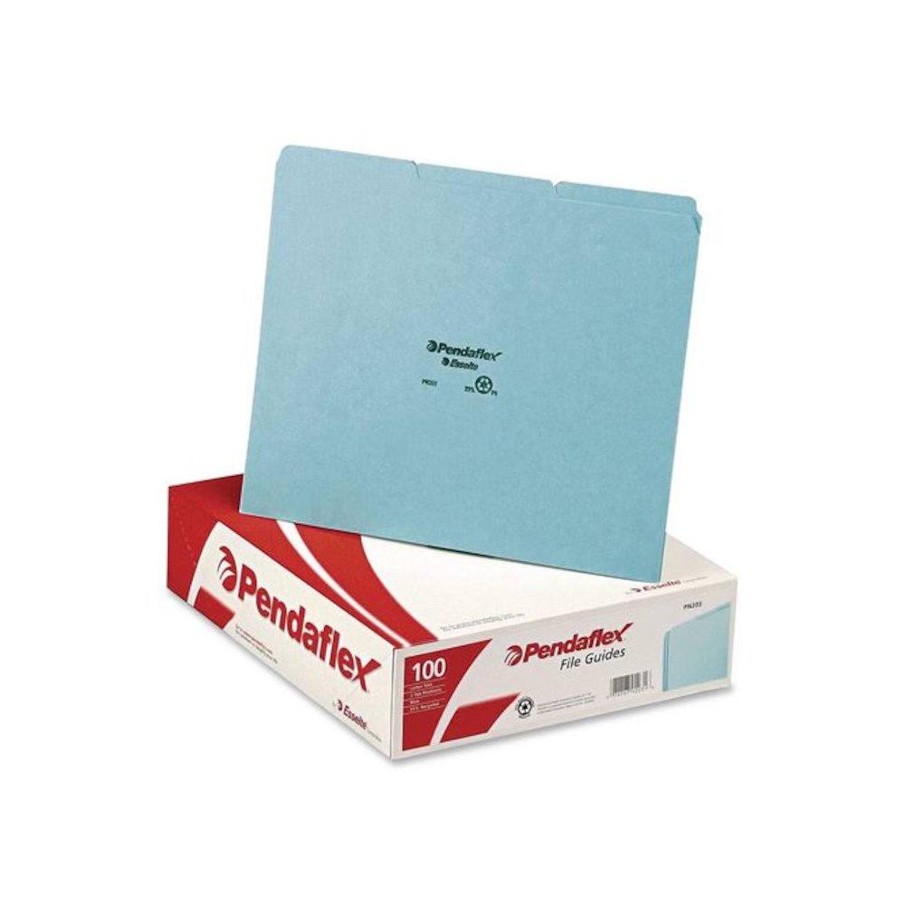 Blank Top Tab File Guides, 1/3-Cut Top Tab, Blank, 8.5 x 11, Blue, 100/Box. Picture 2