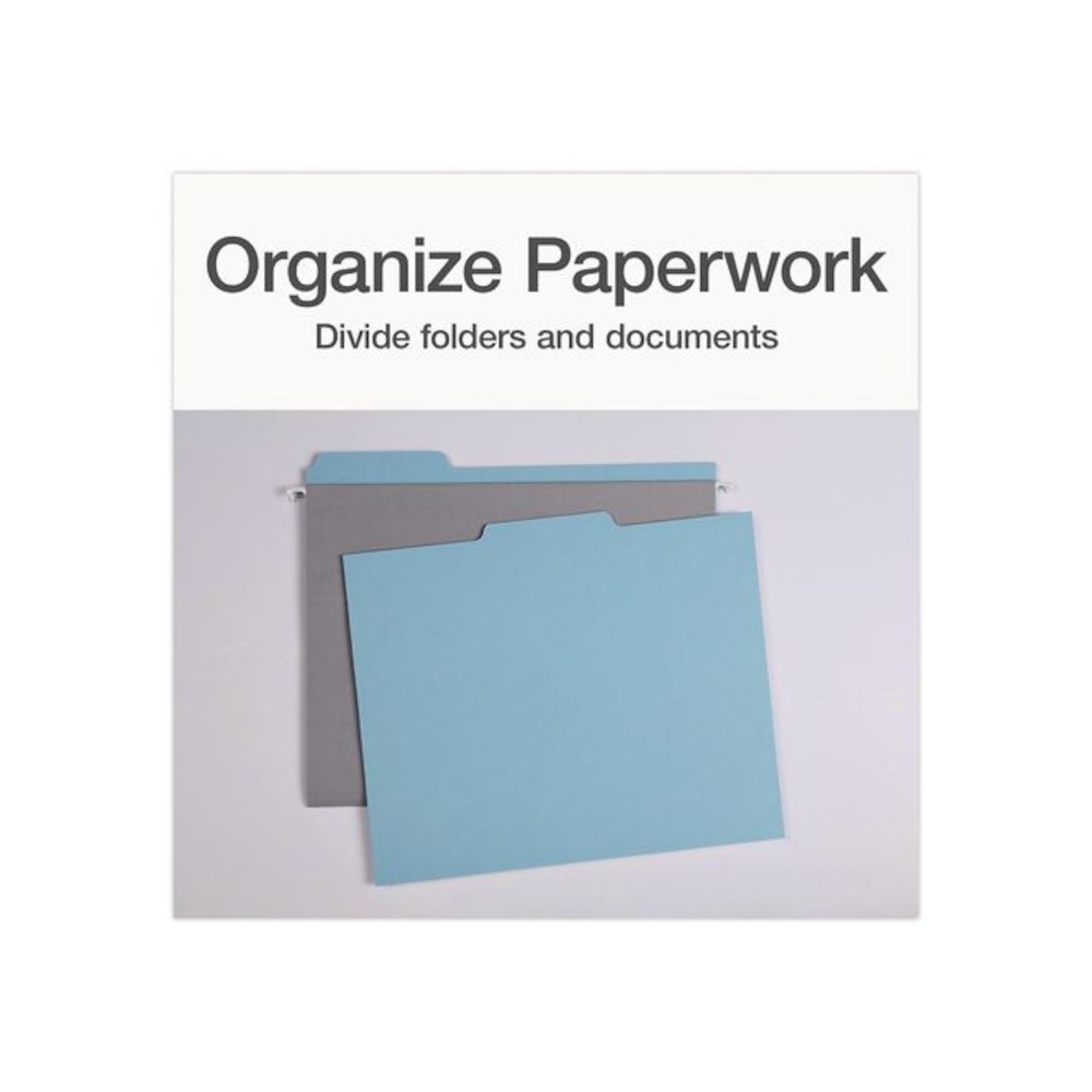 Blank Top Tab File Guides, 1/3-Cut Top Tab, Blank, 8.5 x 11, Blue, 100/Box. Picture 4