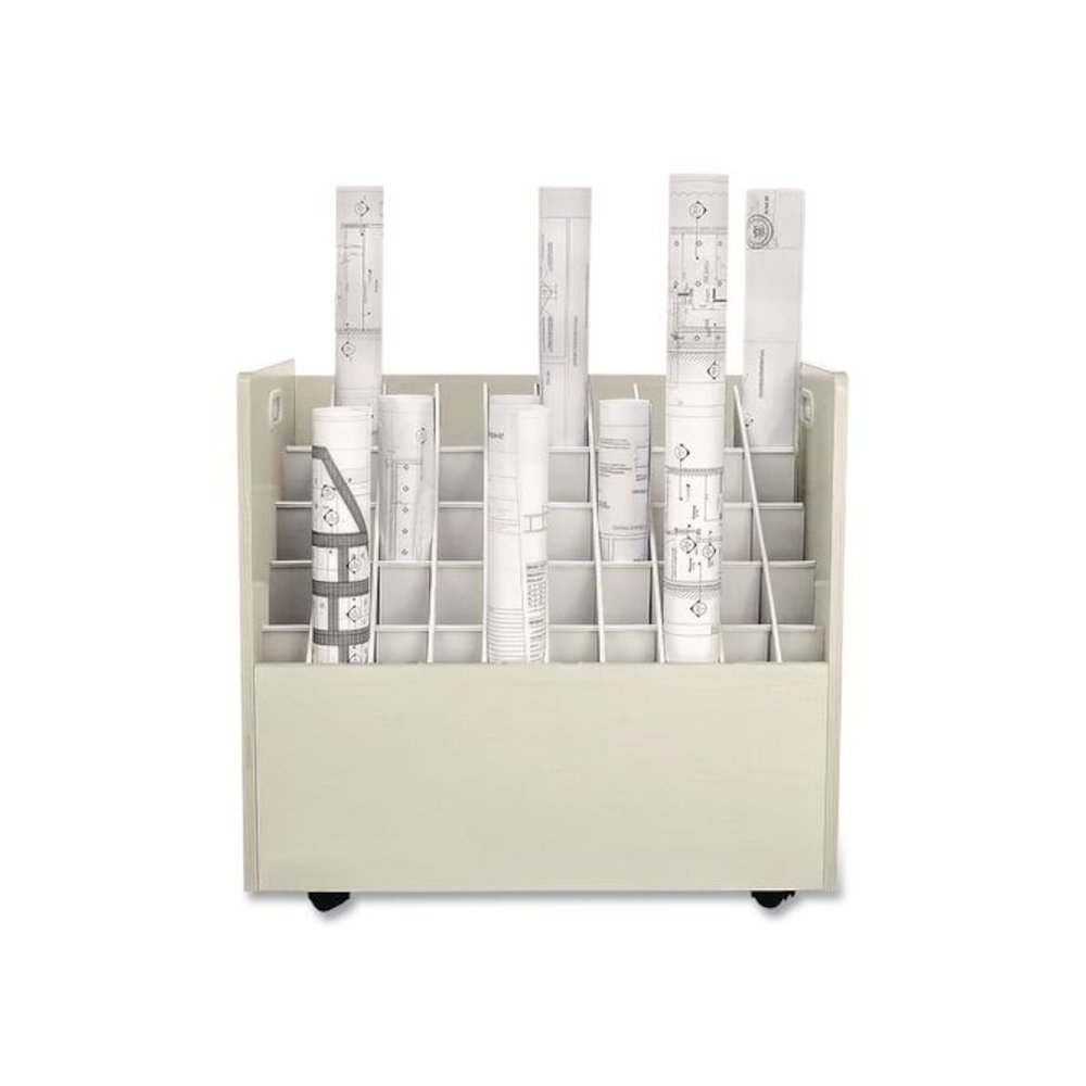 Laminate Mobile Roll Files, 50 Compartments, 30.25w x 15.75d x 29.25h, Putty. Picture 4