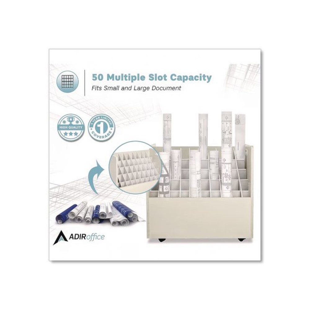 Laminate Mobile Roll Files, 50 Compartments, 30.25w x 15.75d x 29.25h, Putty. Picture 6