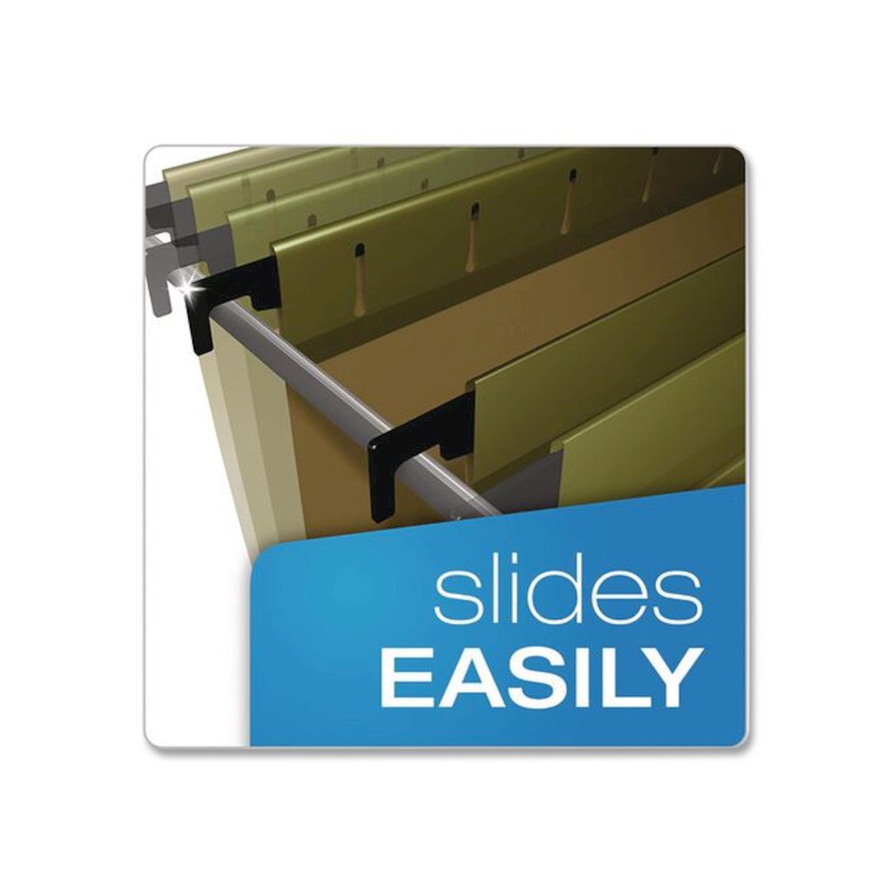 SureHook Reinforced Hanging Divider Folders, 1/5-Cut Tab, Expands 2", 1 Divider, 4 Fasteners, Letter Size, Green, 10/Box. Picture 4