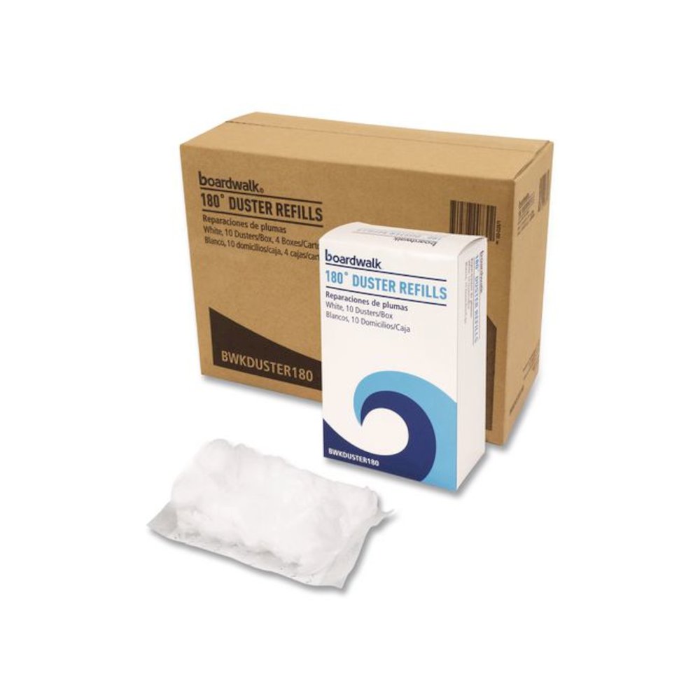 180 Duster Refills, Soft Fluffy Fibers, White, 10 Dusters/Box, 4 Boxes/Carton. Picture 1