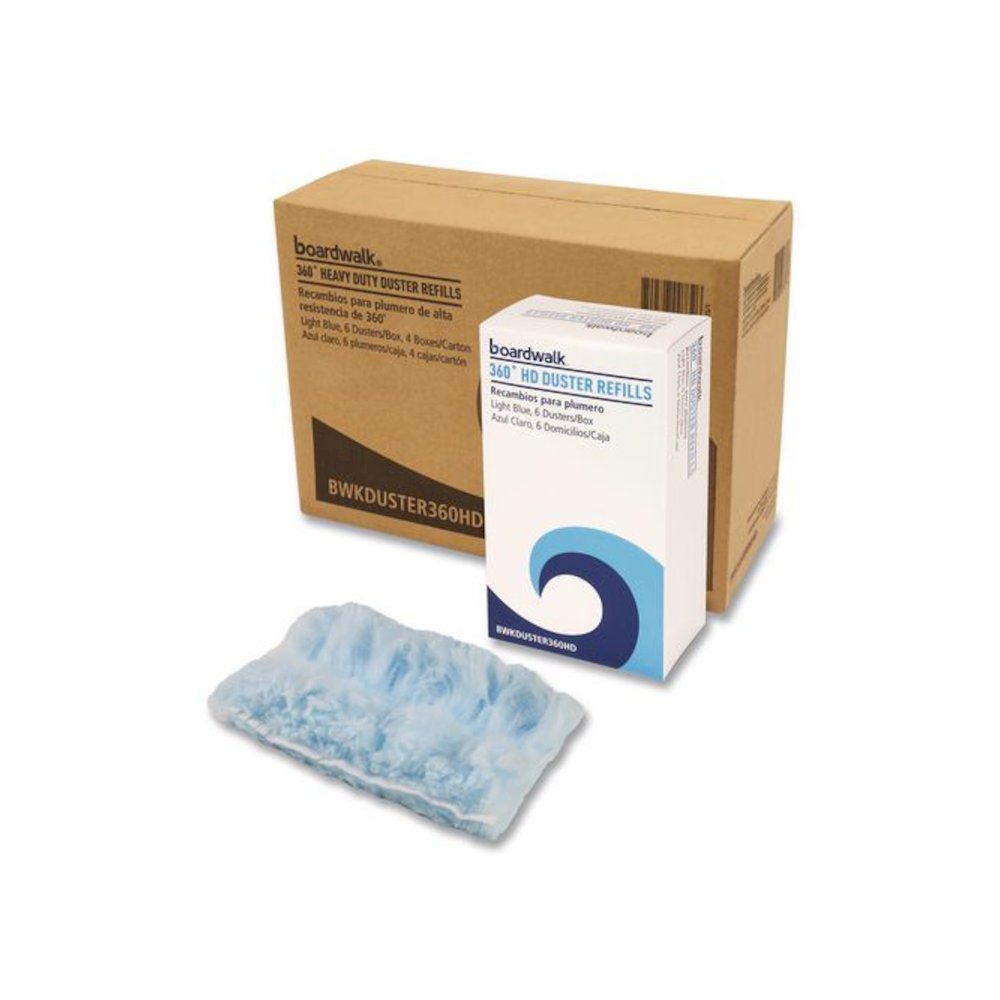 360 HD Duster Refills, Soft Fluffy Fibers, Light Blue, 6 Dusters/Box, 4 Boxes/Carton. Picture 1