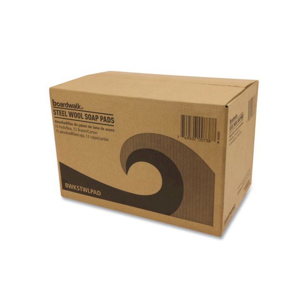 Steel Wool Soap Pads, 3 x 2.5, Blue, 15 Pads/Box, 12 Boxes/Carton. Picture 3