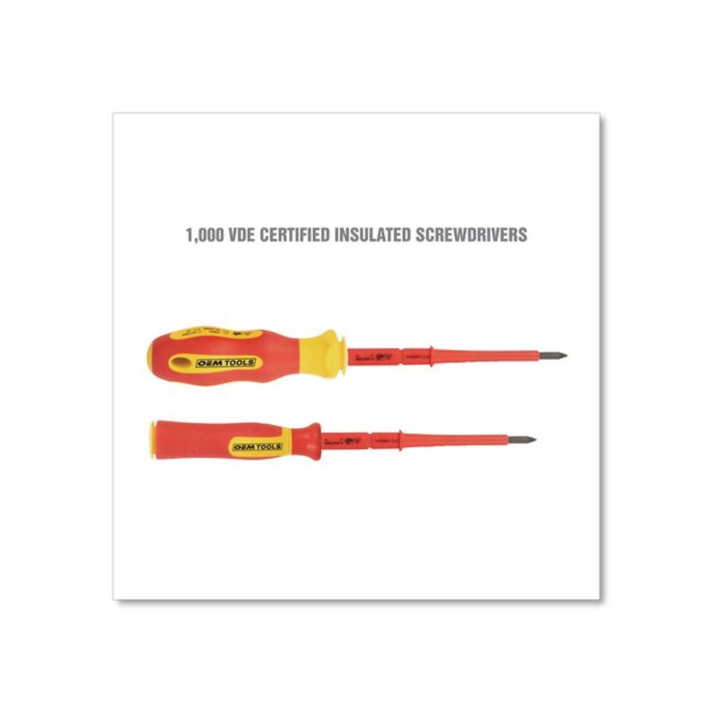 Insulated 10-Piece Interchangeable Bit Screwdriver Set, Metric Phillips and Slotted Blade Bits, Orange/Yellow Handle. Picture 6