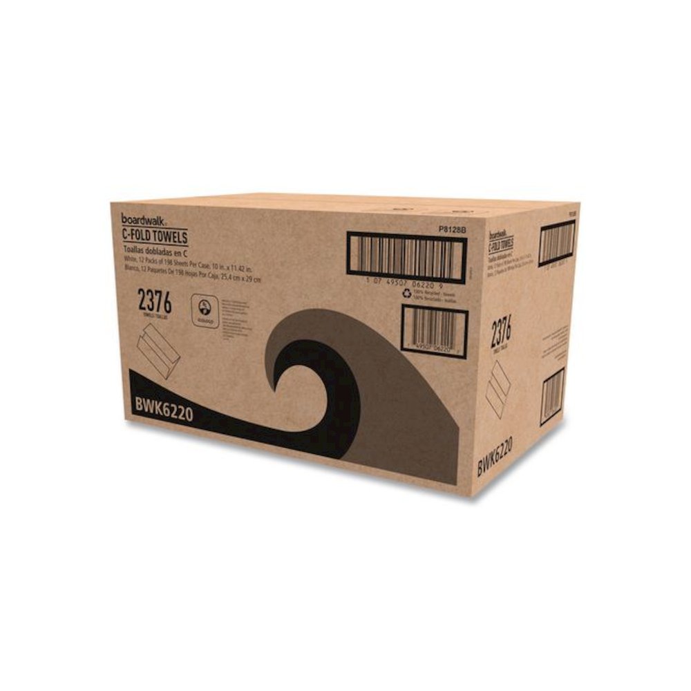 C-Fold Paper Towels, 1-Ply, 11.44 x 10, Bleached White, 198 Sheets/Pack, 12 Packs/Carton. Picture 5