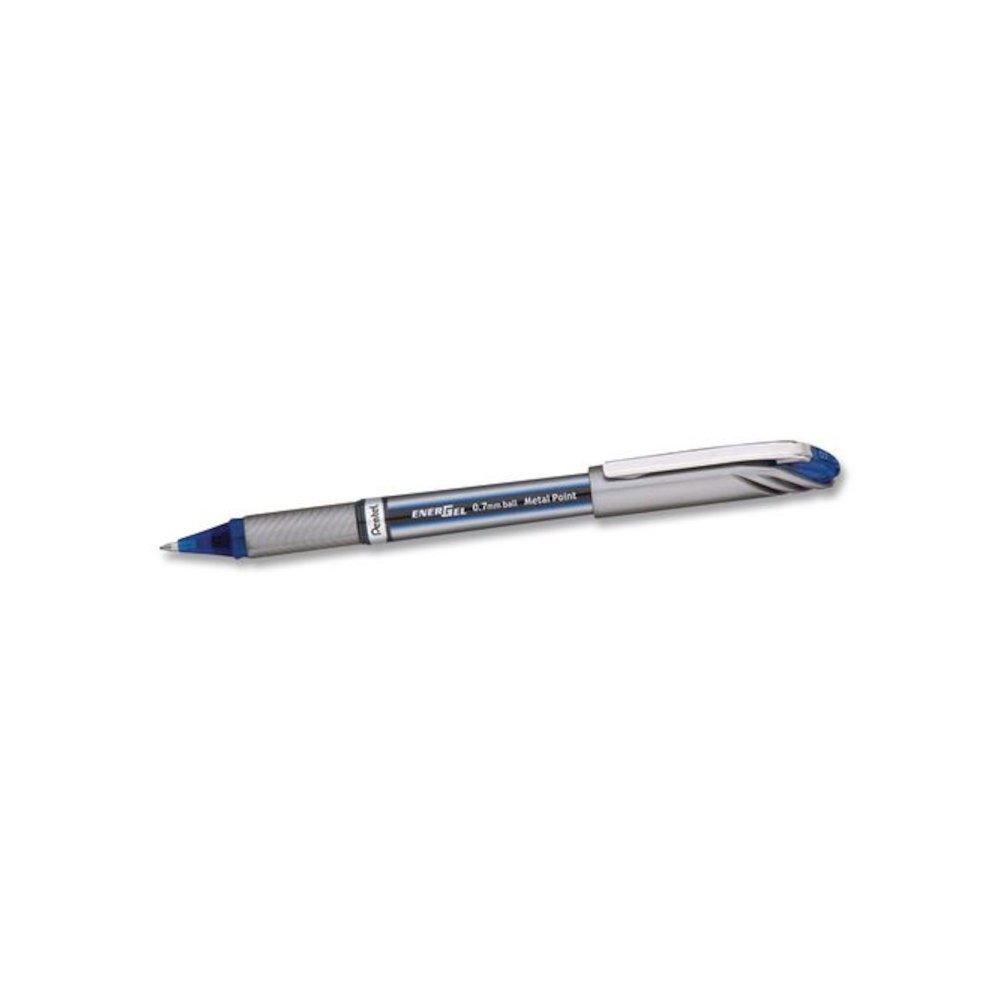 EnerGel NV Gel Pen, Stick, Medium 0.7 mm, Blue Ink, Gray/Black/Blue Barrel, Dozen. Picture 3
