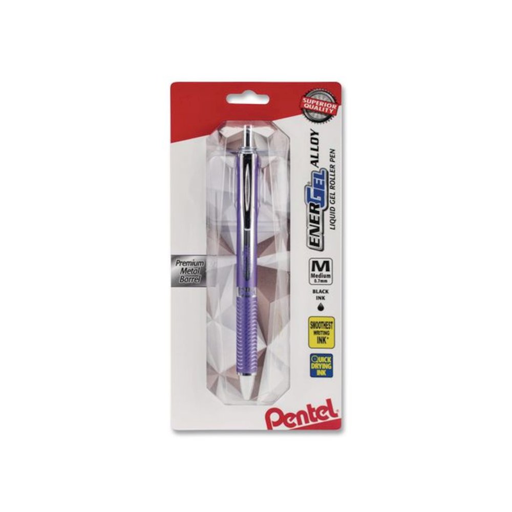 EnerGel Alloy RT Gel Pen, Retractable, Medium 0.7 mm, Violet Ink, Violet Barrel. Picture 1