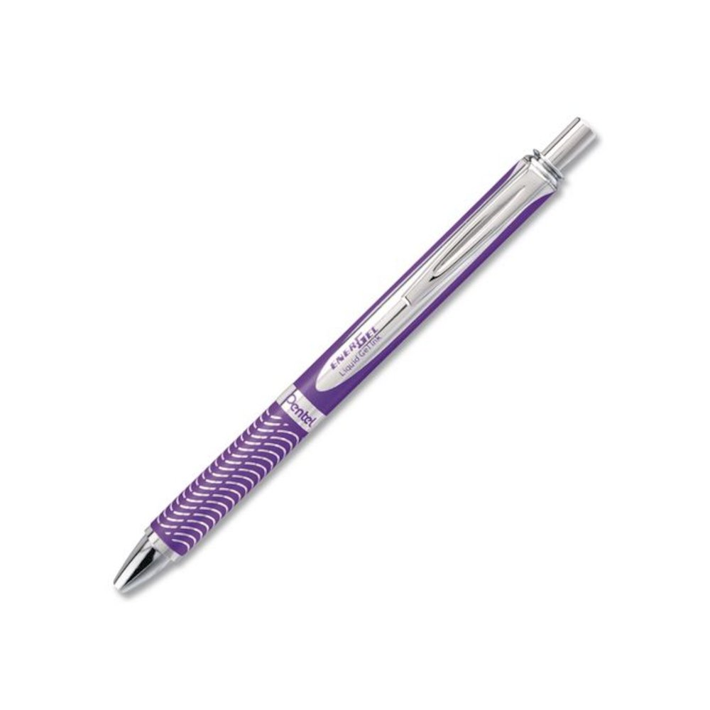 EnerGel Alloy RT Gel Pen, Retractable, Medium 0.7 mm, Violet Ink, Violet Barrel. Picture 3