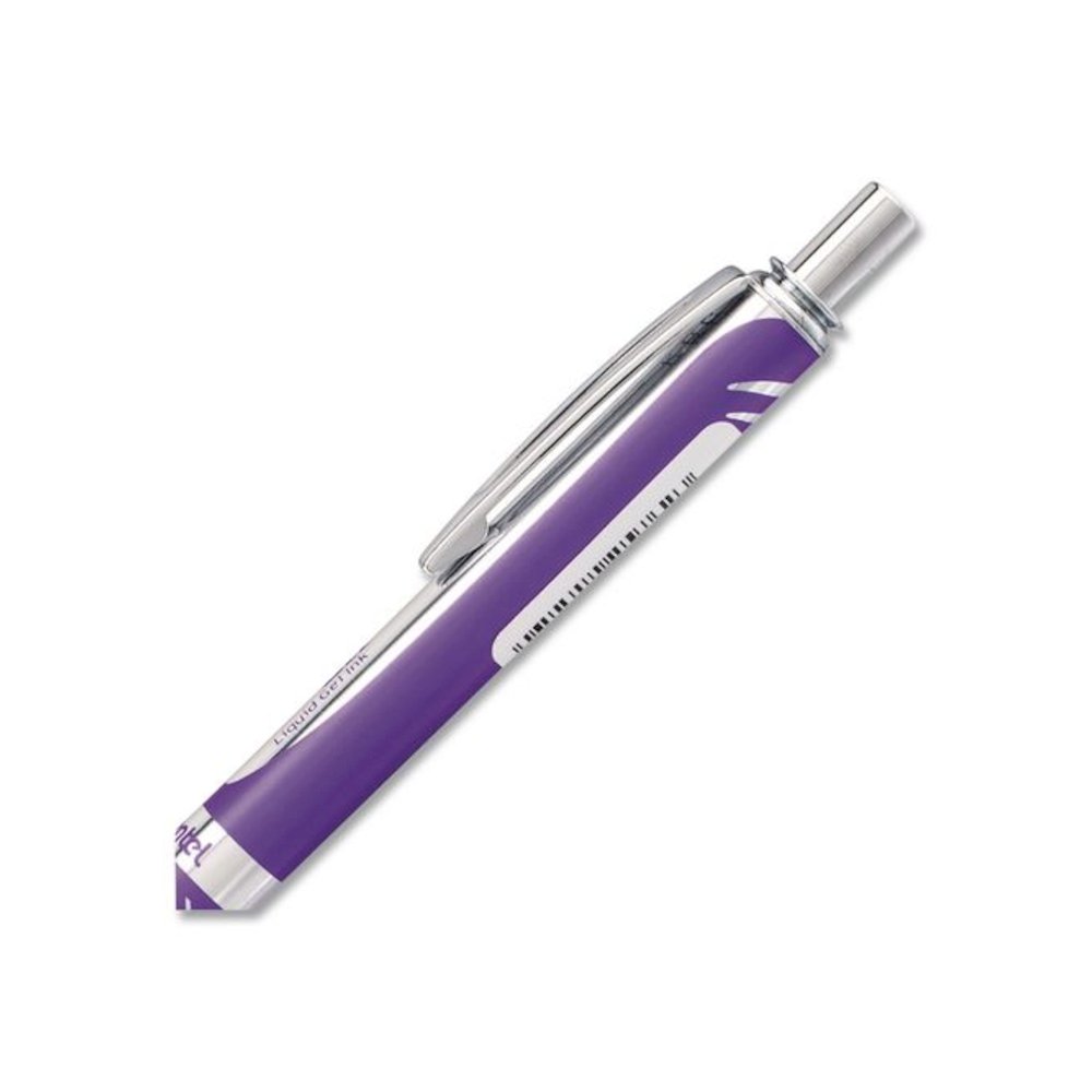 EnerGel Alloy RT Gel Pen, Retractable, Medium 0.7 mm, Violet Ink, Violet Barrel. Picture 5