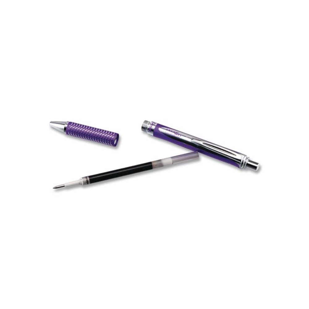 EnerGel Alloy RT Gel Pen, Retractable, Medium 0.7 mm, Violet Ink, Violet Barrel. Picture 6