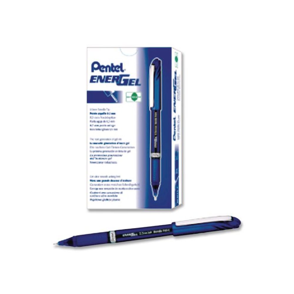 EnerGel NV Gel Pen, Stick, Fine 0.5 mm, Blue Ink, Blue Barrel, Dozen. Picture 1