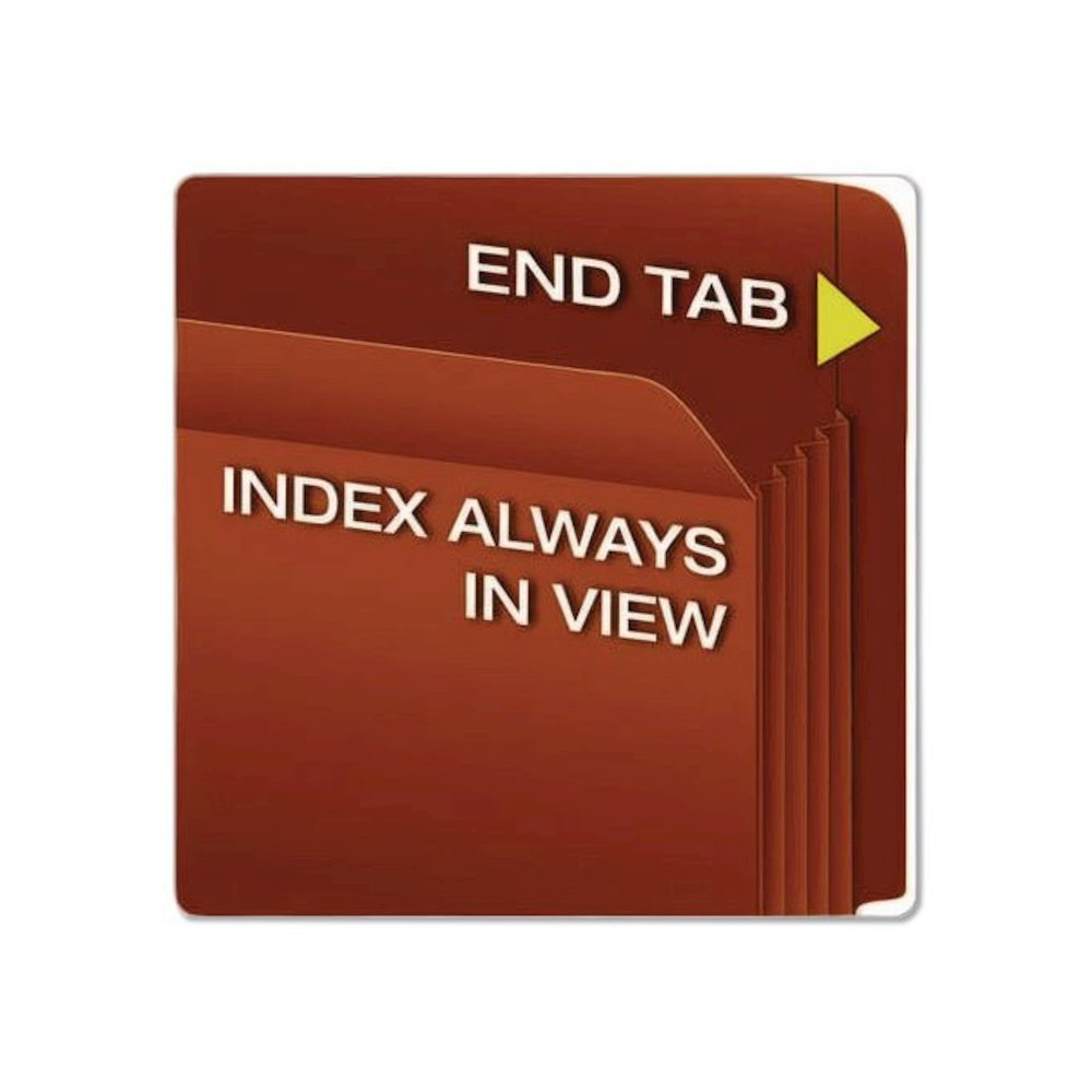 Heavy-Duty End Tab File Pockets, 5.25" Expansion, Legal Size, Red Fiber, 10/Box. Picture 3