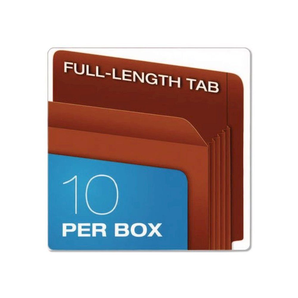 Heavy-Duty End Tab File Pockets, 5.25" Expansion, Legal Size, Red Fiber, 10/Box. Picture 6