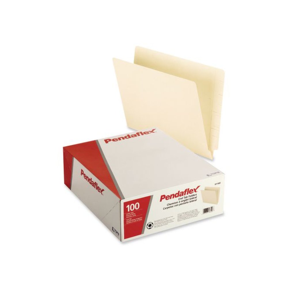 Manila End Tab Folders, 9.5" High Front, Straight 1-Ply Tabs, Letter Size, Manila, 100/Box. Picture 2