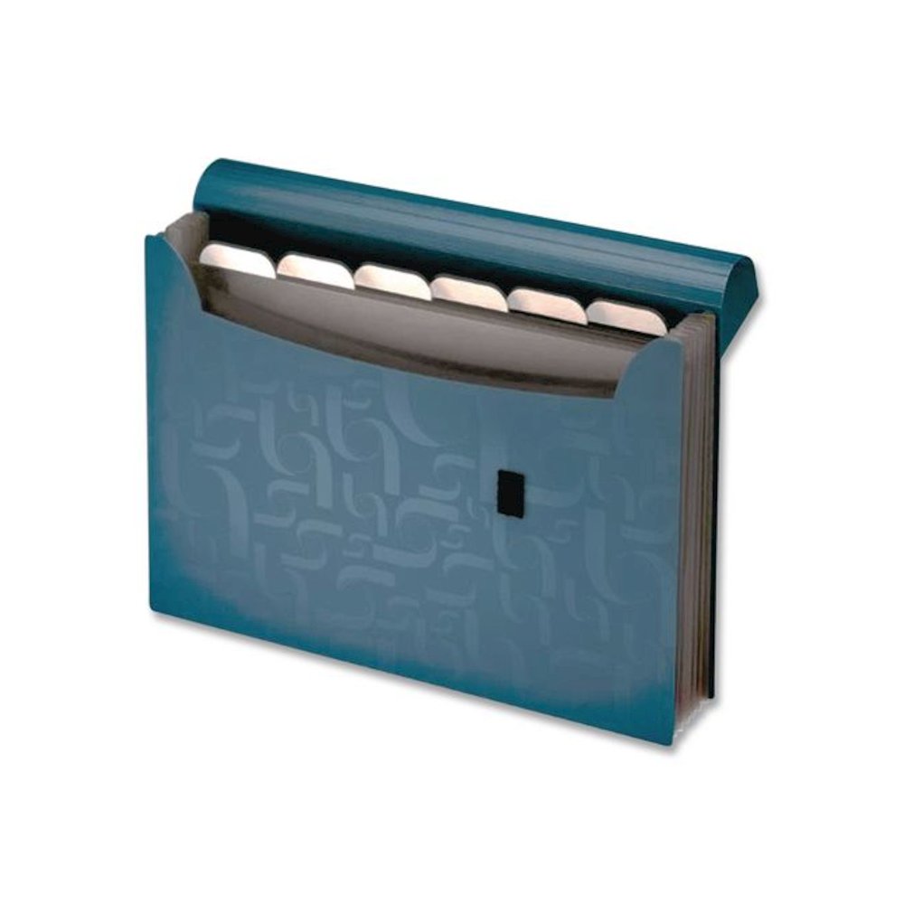 Expanding Poly Files, 3.5" Expansion, 7 Sections, Hook/Loop Closure, 1/6-Cut Tabs, Letter Size, Blue. Picture 3
