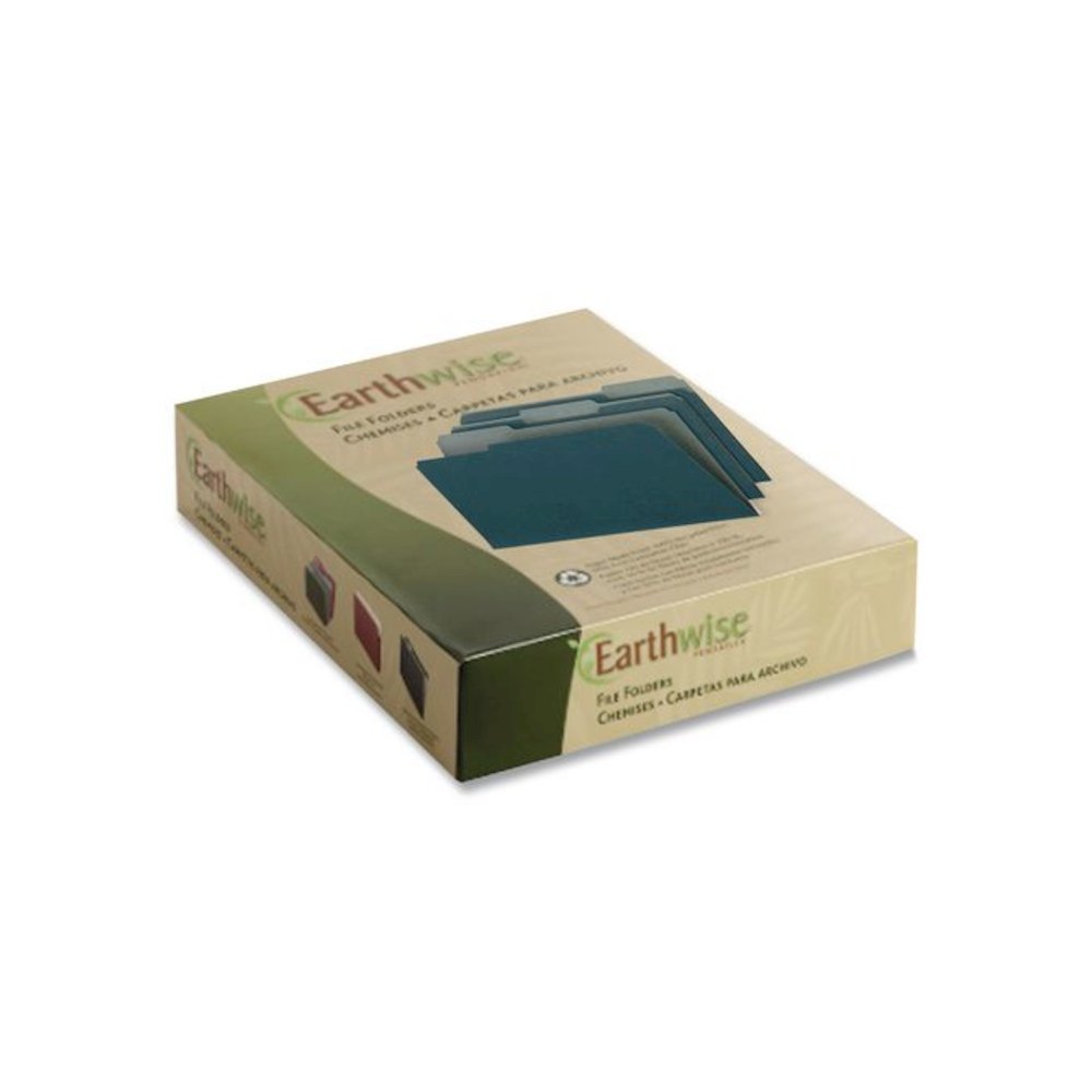 Earthwise by Pendaflex 100% Recycled Colored File Folders, 1/3-Cut Tabs: Assorted, Letter Size, 0.5" Expansion, Blue, 100/Box. Picture 2