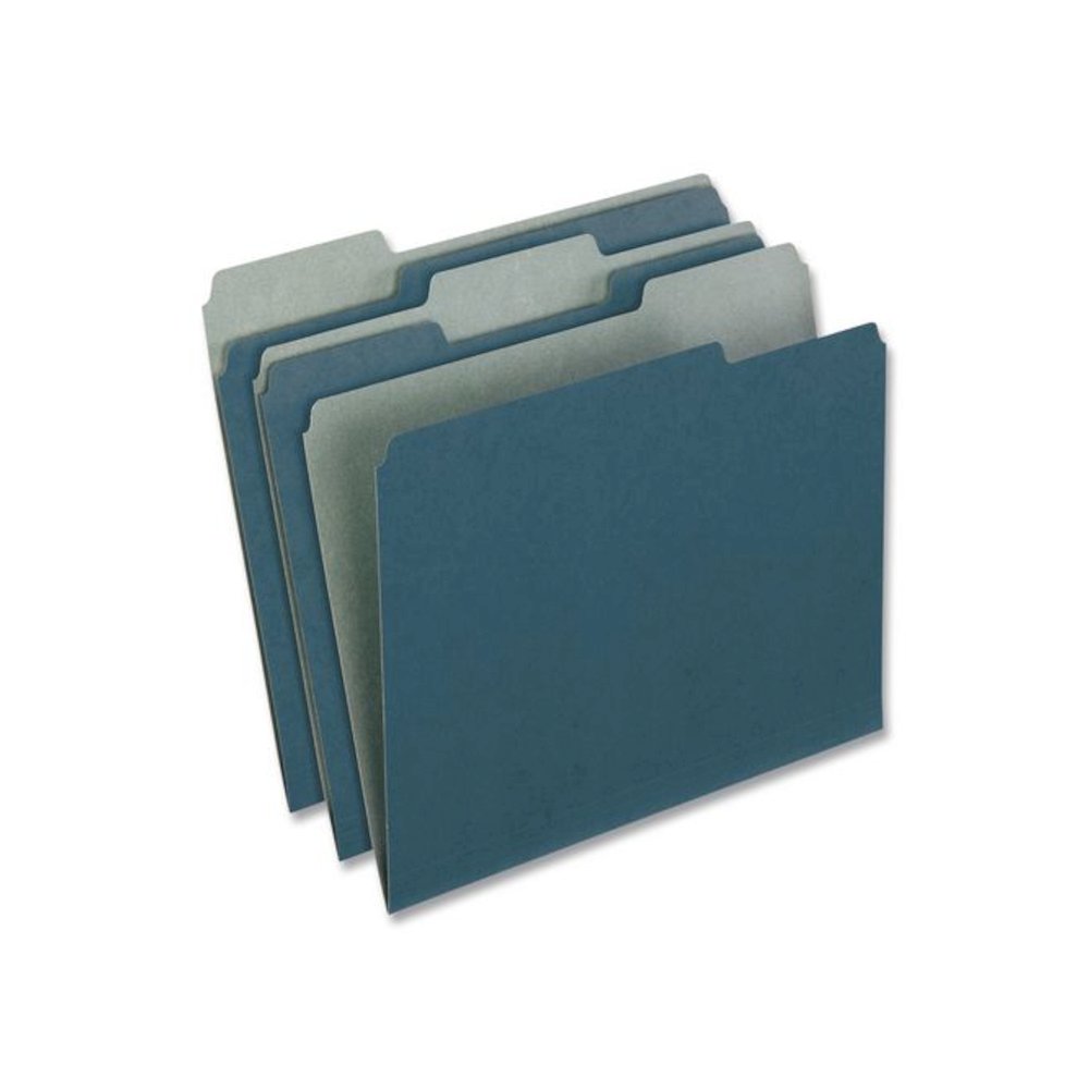 Earthwise by Pendaflex 100% Recycled Colored File Folders, 1/3-Cut Tabs: Assorted, Letter Size, 0.5" Expansion, Blue, 100/Box. Picture 3
