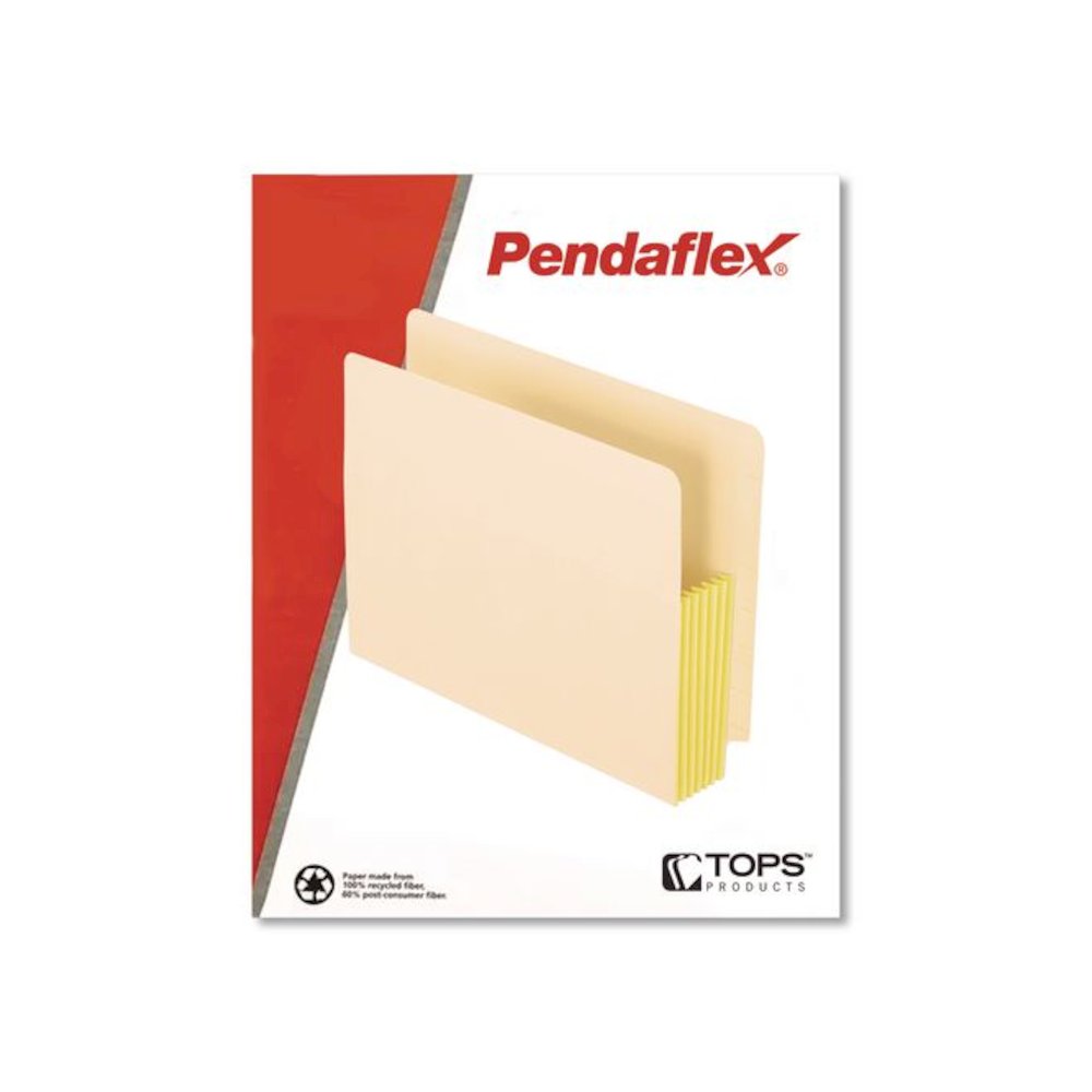 Manila Drop Front Shelf File Pockets with Rip-Proof-Tape Gusset Top, 5.25" Expansion, Letter Size, Manila, 10/Box. Picture 2