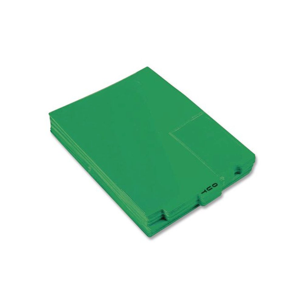 Colored Poly End Tab "Out" Guides, 1/3-Cut: Center Position, For Letter Size Files, Green, 50/Box. Picture 2