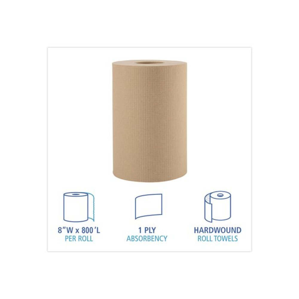 Boardwalk Green Universal Roll Towels, 1-Ply, 8" x 800 ft, Natural, 6 Rolls/Carton. Picture 8