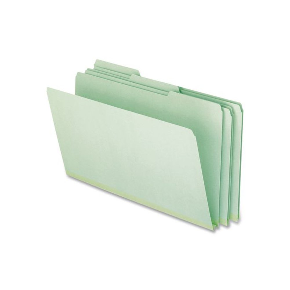 Pressboard Expanding File Folders, 1/3-Cut Tabs: Assorted, Legal Size, 1" Expansion, Green, 25/Box. Picture 3