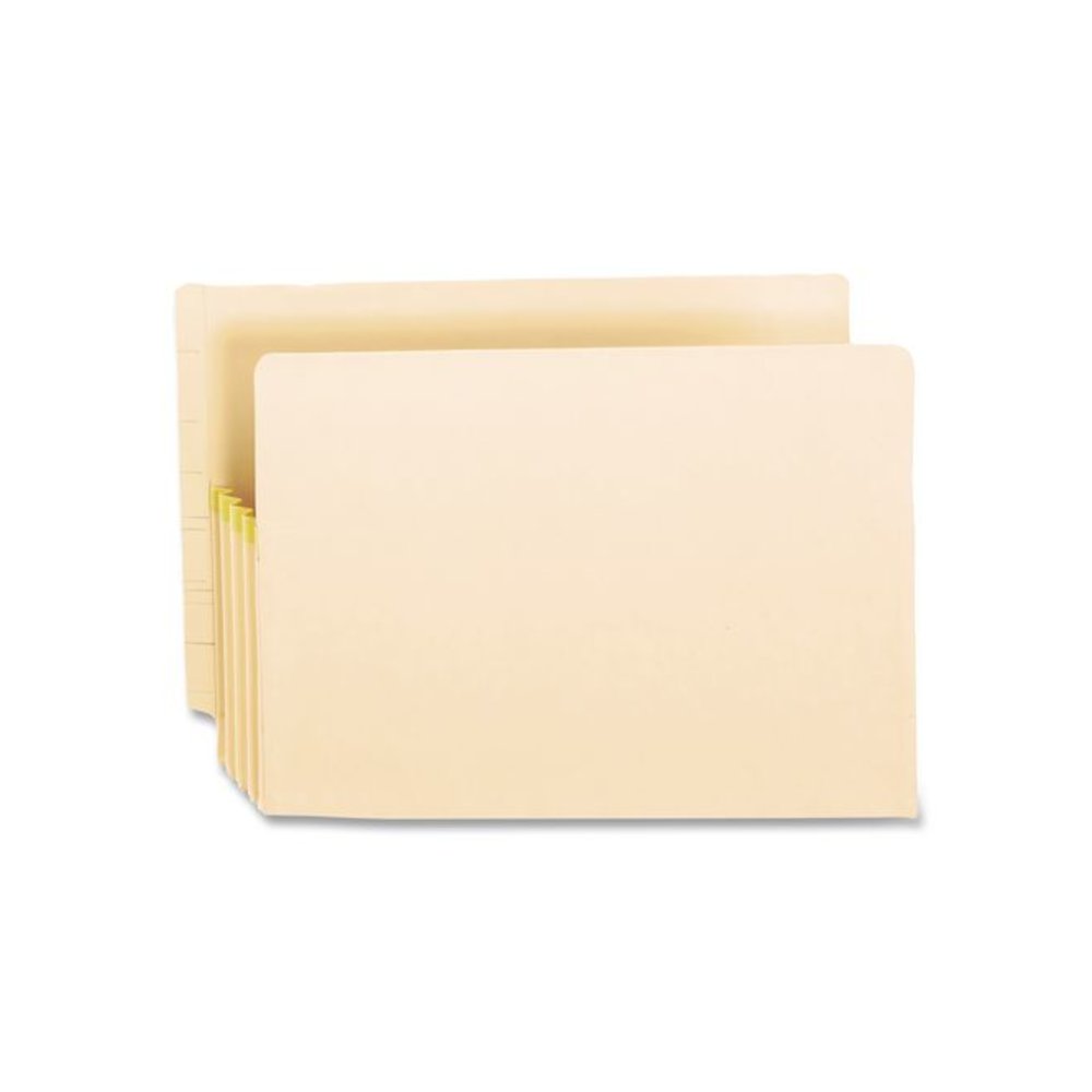Manila Drop Front Shelf File Pockets with Rip-Proof-Tape Gusset Top, 3.5" Expansion, Legal Size, Manila, 25/Box. Picture 4
