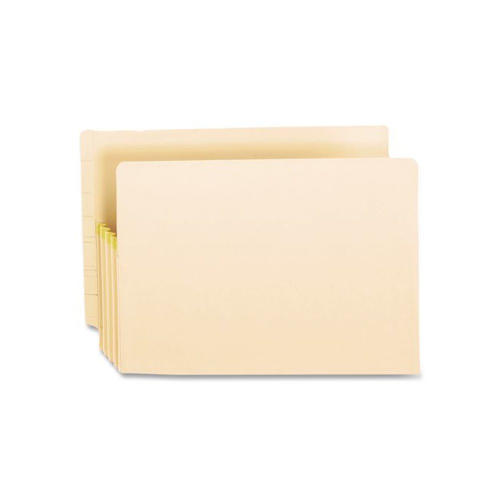 Manila Drop Front Shelf File Pockets with Rip-Proof-Tape Gusset Top, 5.25" Expansion, Legal Size, Manila, 10/Box. Picture 4