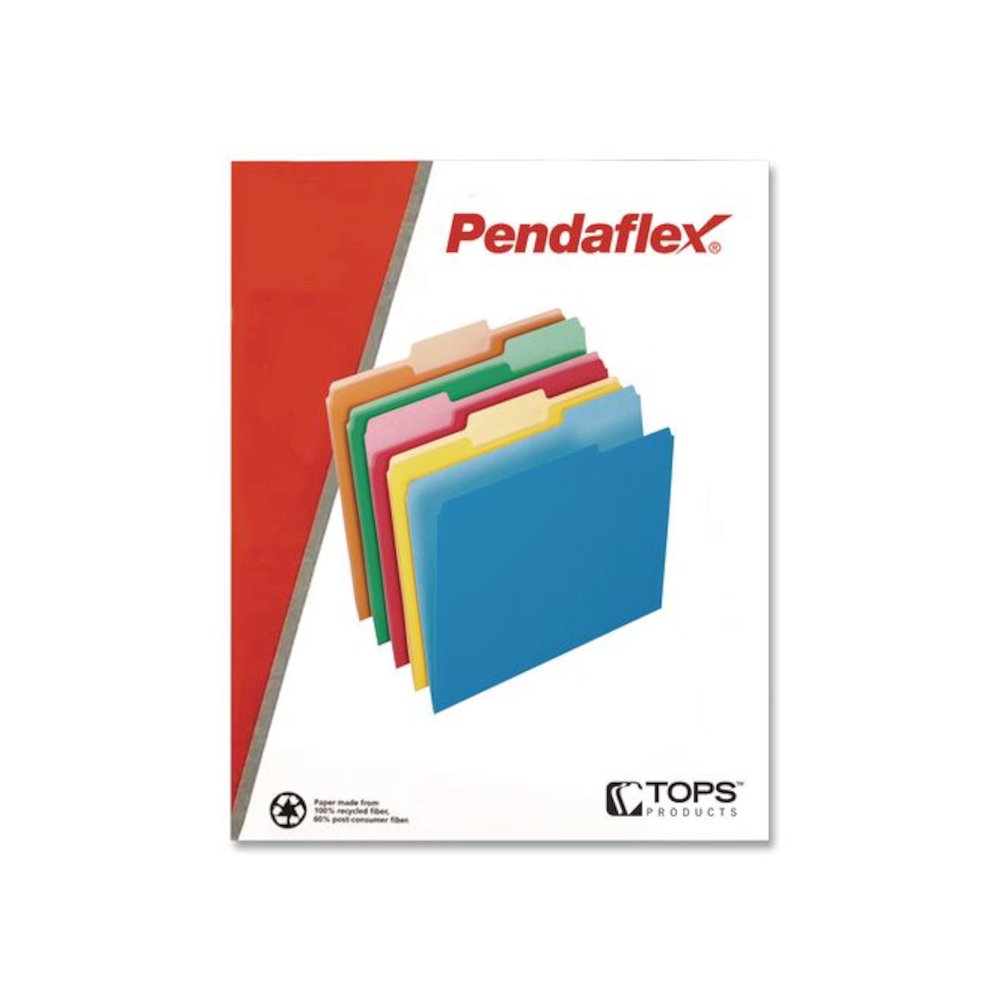 Interior File Folders, 1/3-Cut Tabs: Assorted, Letter Size, Assorted Colors: Blue/Green/Orange/Red/Yellow, 100/Box. Picture 3