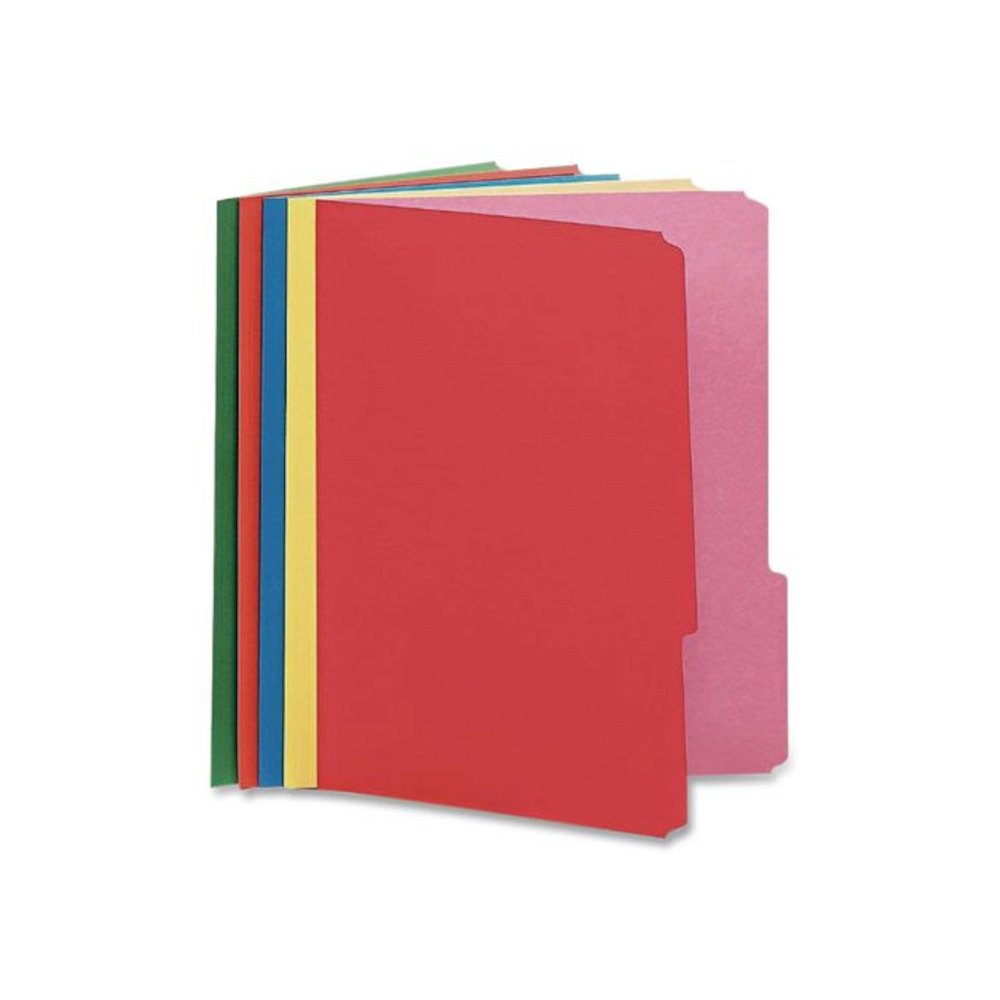 Interior File Folders, 1/3-Cut Tabs: Assorted, Letter Size, Assorted Colors: Blue/Green/Orange/Red/Yellow, 100/Box. Picture 4