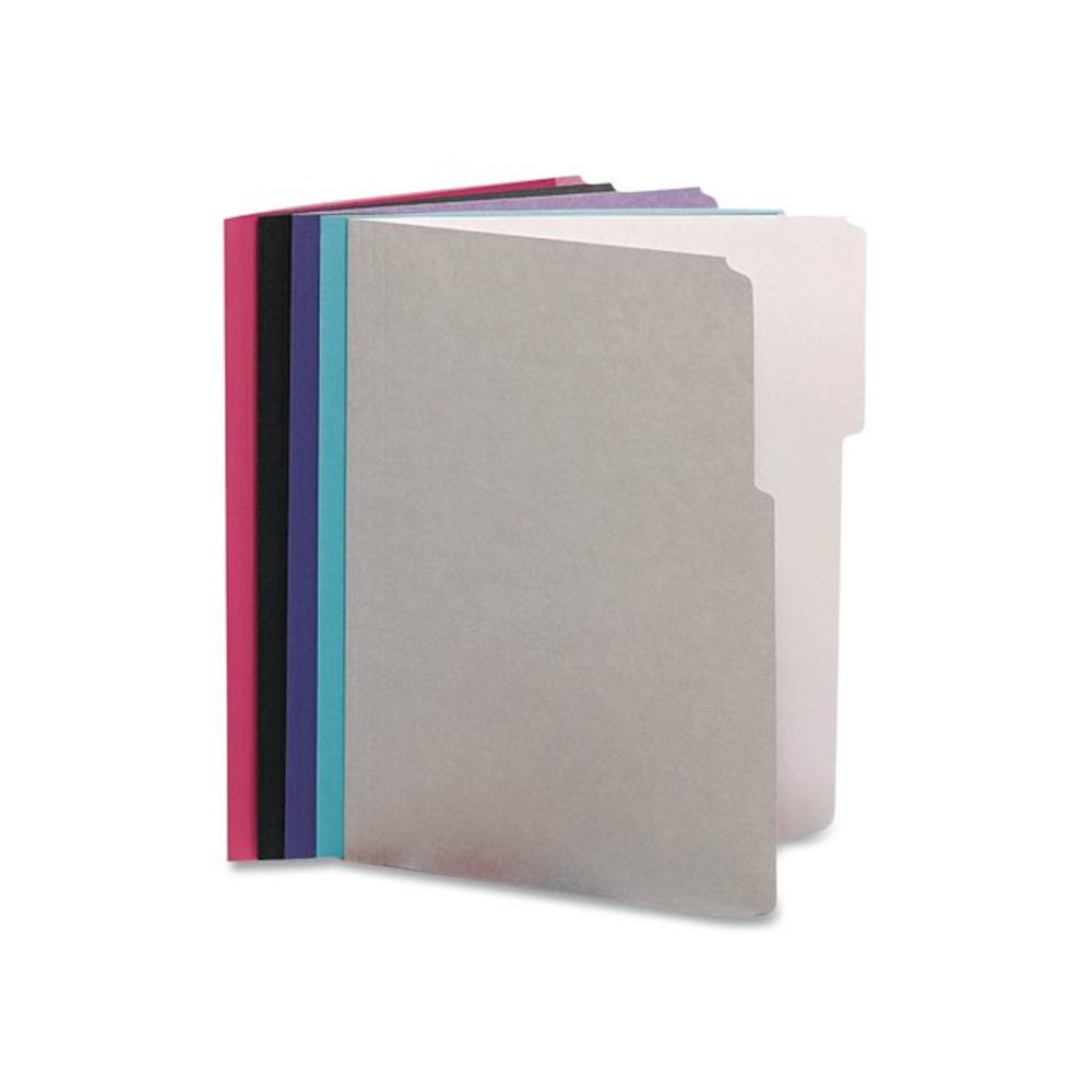 Interior File Folders, 1/3-Cut Tabs: Assorted, Letter Size, Assorted Colors: Aqua/Black/Gray/Pink/Violet, 100/Box. Picture 3