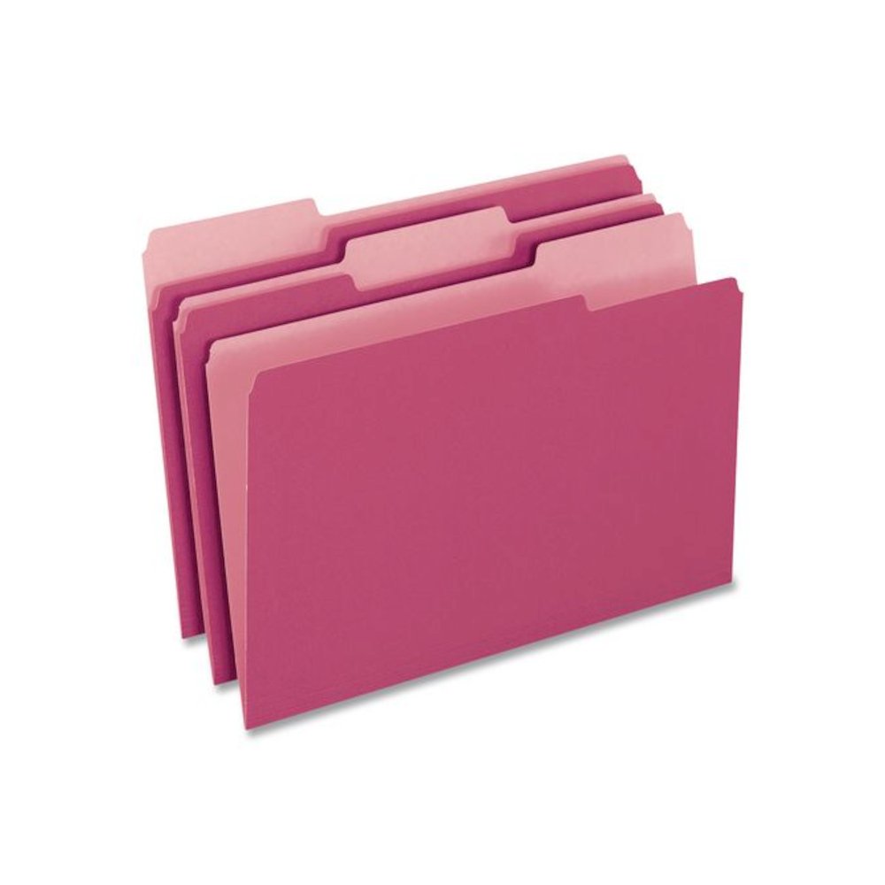 Interior File Folders, 1/3-Cut Tabs: Assorted, Letter Size, Pink, 100/Box. Picture 2