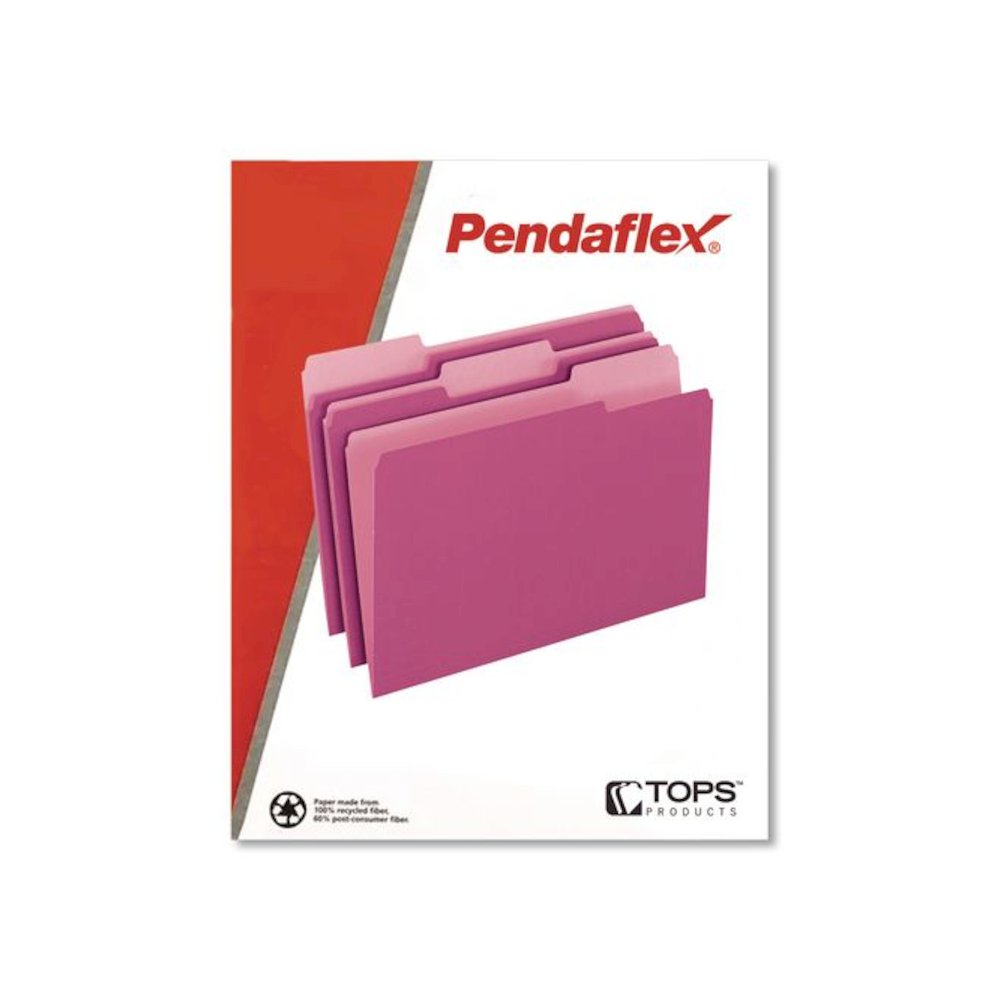 Interior File Folders, 1/3-Cut Tabs: Assorted, Letter Size, Pink, 100/Box. Picture 3