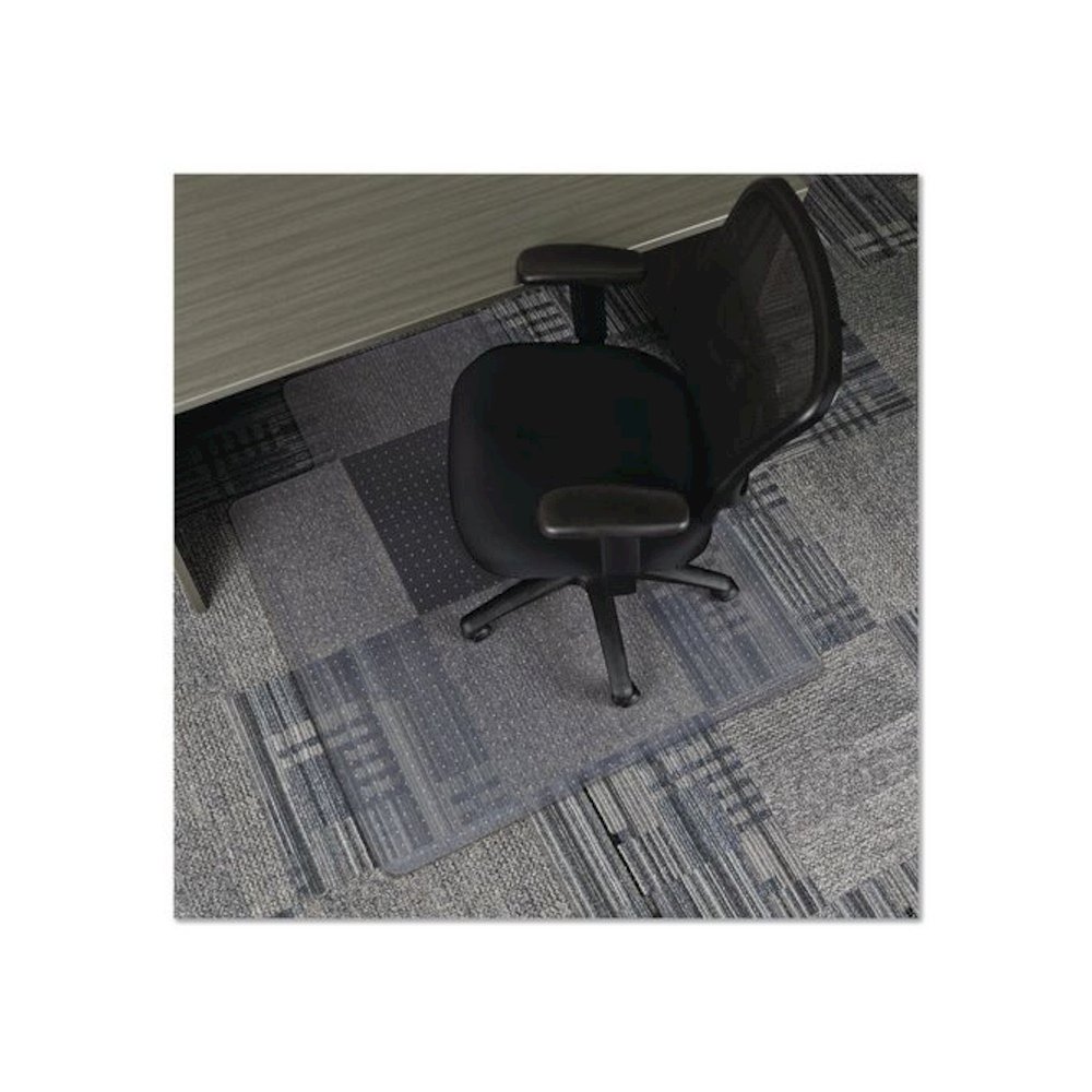 Studded Chair Mat for Flat Pile Carpeted Floors, Rectangular with Wide Lip, Straight Edges, 45" x 53", Clear. Picture 4