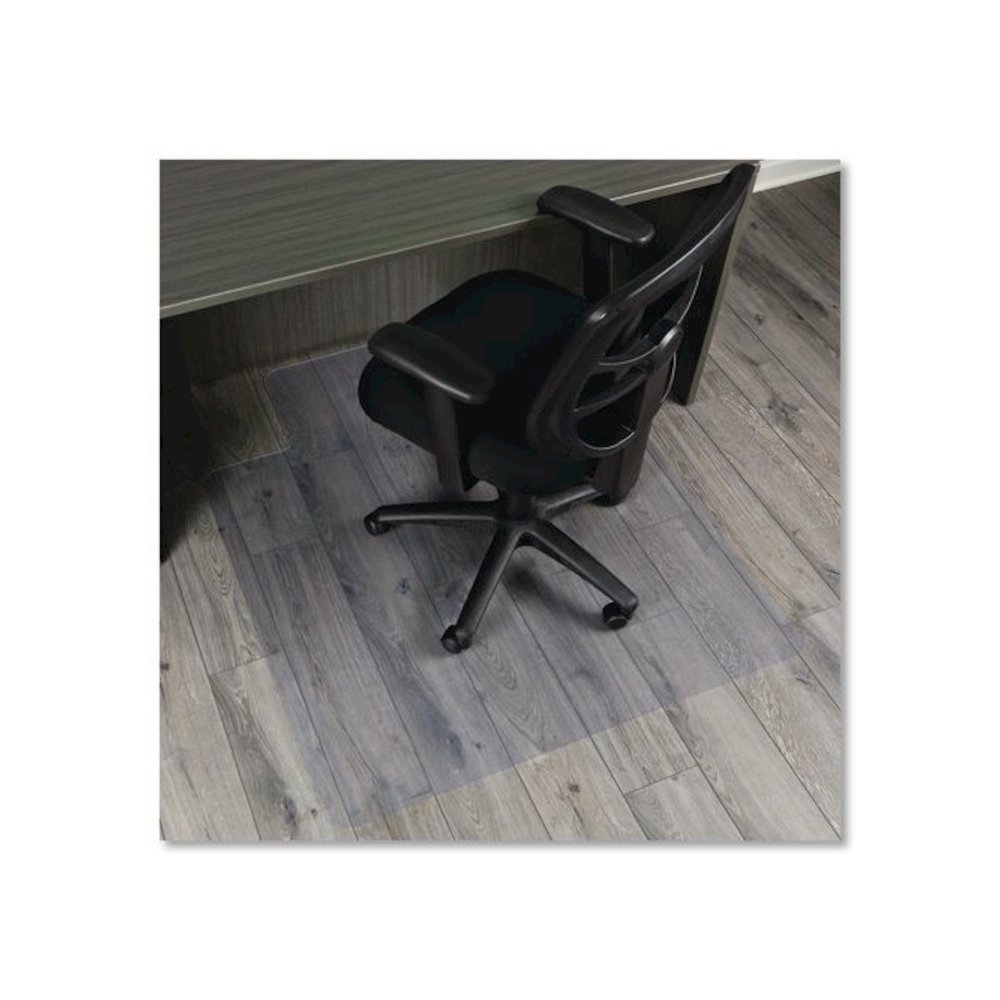 Non-Studded Chair Mat for Hard Floors, Rectangular with Wide Lip, Straight Edges, 45" x 53", Clear. Picture 4