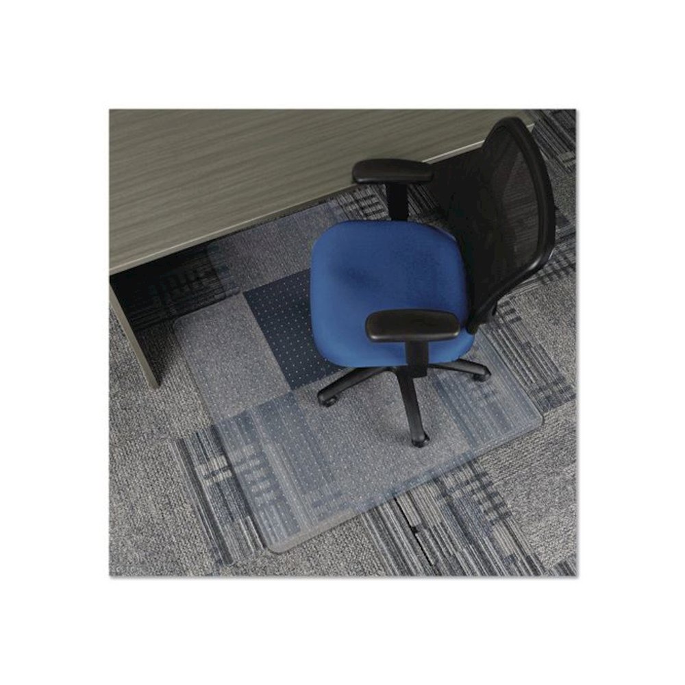 Studded Chair Mat for Flat to Low Pile Carpeted Floors, Rectangular with Wide Lip, Beveled Edges, 45" x 53", Clear. Picture 4