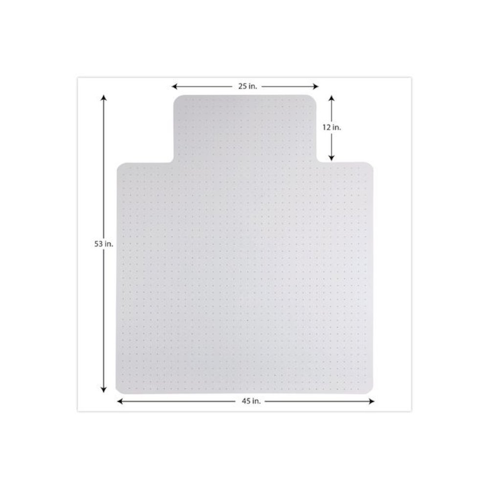 Studded Chair Mat for Flat to Low Pile Carpeted Floors, Rectangular with Wide Lip, Beveled Edges, 45" x 53", Clear. Picture 5
