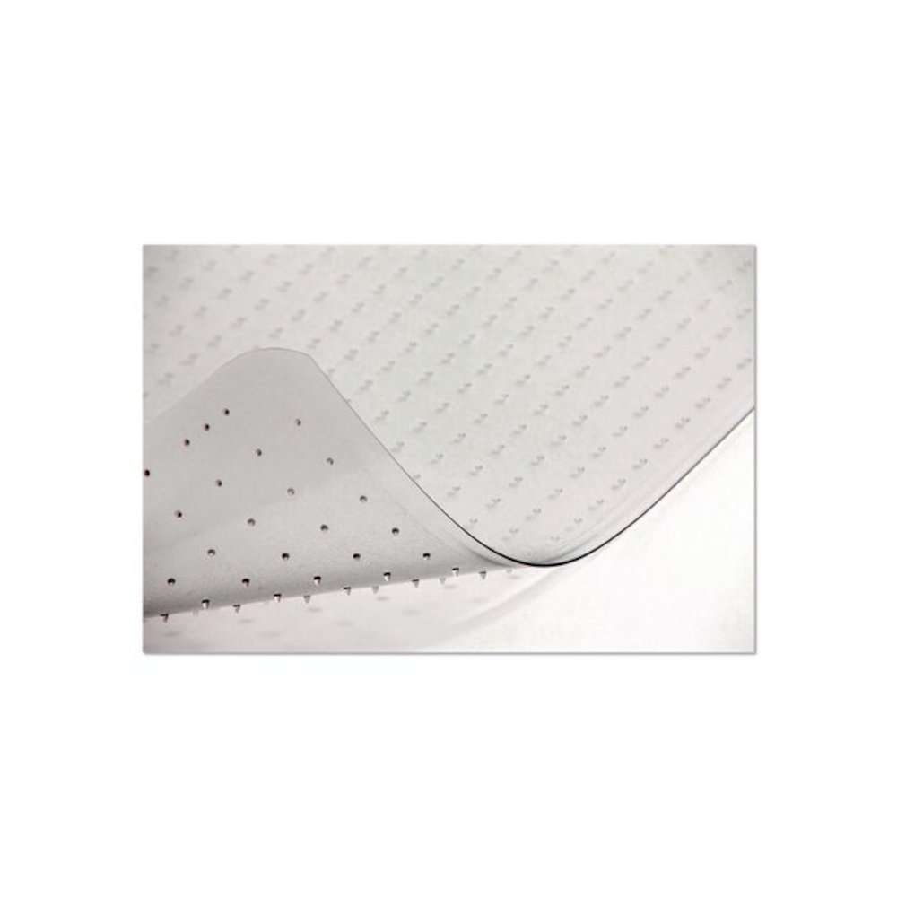 Studded Chair Mat for Flat to Low Pile Carpeted Floors, Rectangular with Wide Lip, Beveled Edges, 45" x 53", Clear. Picture 6