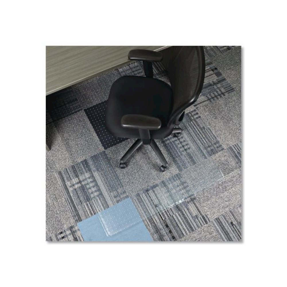 Studded Chair Mat for Flat to Low Pile Carpeted Floors, Rectangular, Beveled Edges, 46" x 60", Clear. Picture 4