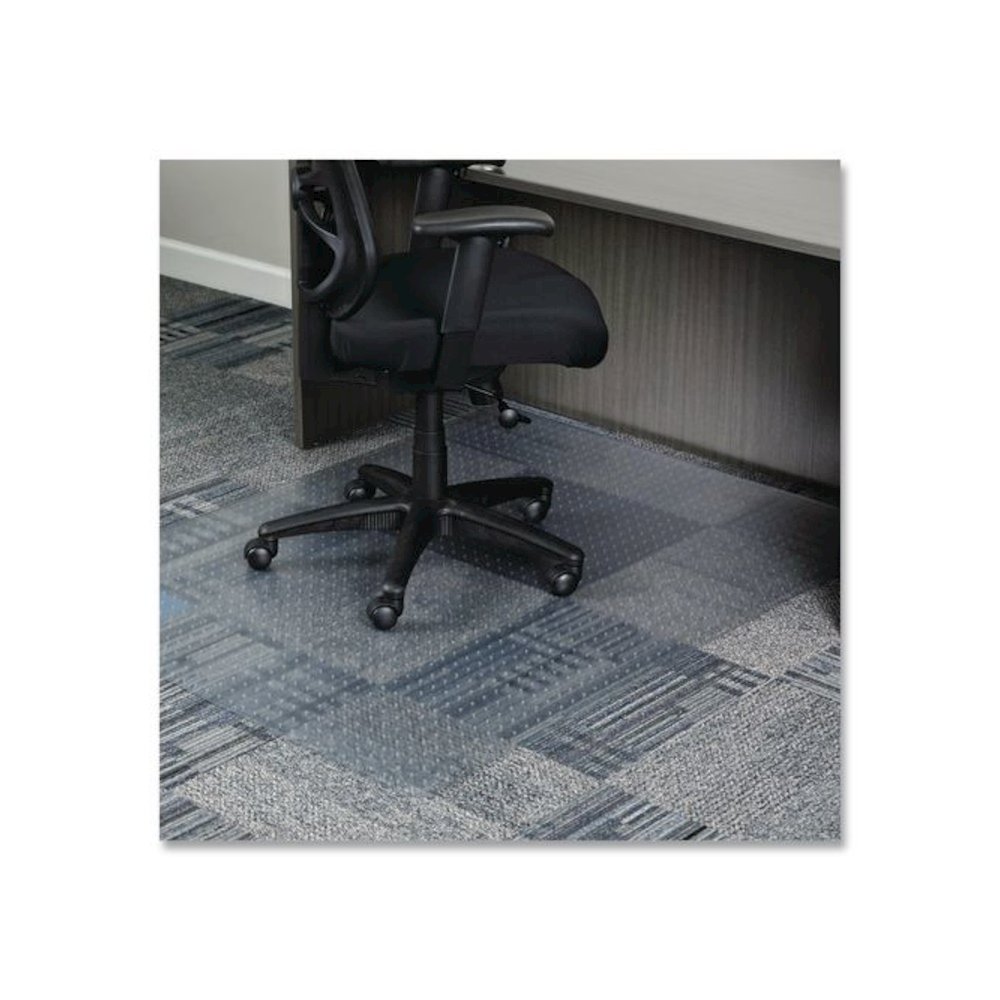 Studded Chair Mat for Flat to Low Pile Carpeted Floors, Rectangular, Beveled Edges, 46" x 60", Clear. Picture 1