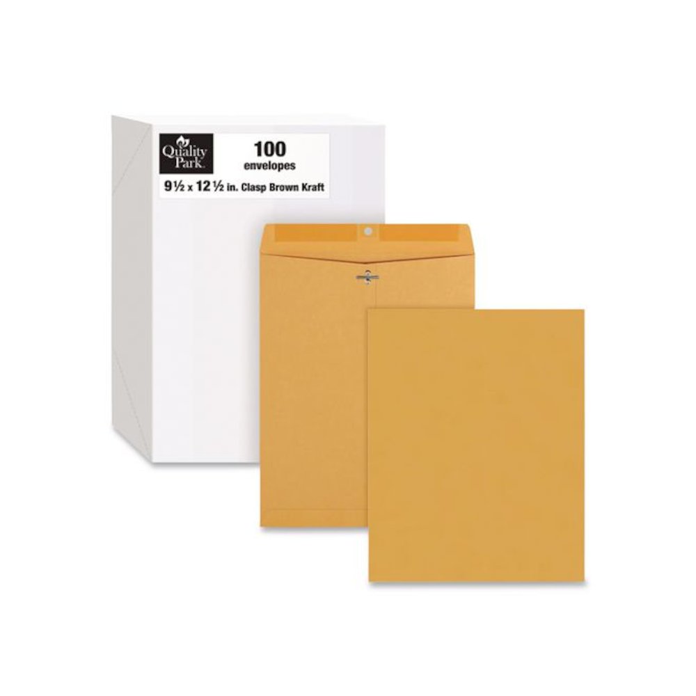Clasp Envelope, 32 lb Bond Weight Kraft, #12 1/2, Square Flap, Clasp/Gummed Closure, 9.5 x 12.5, Brown Kraft, 100/Box. Picture 2